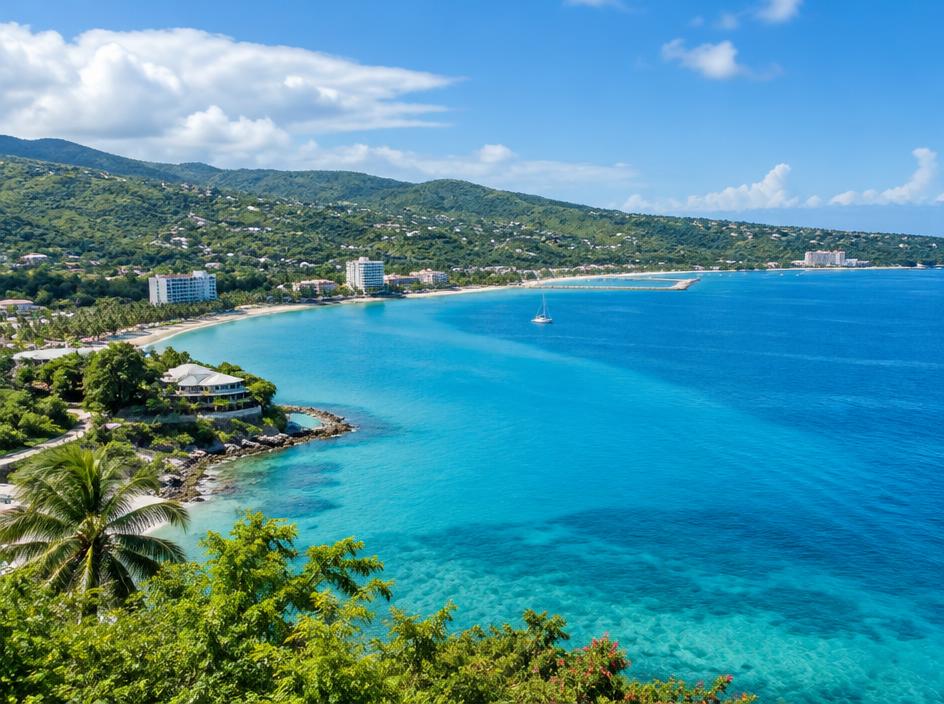Beach and coastline in Montego Bay, Jamaica